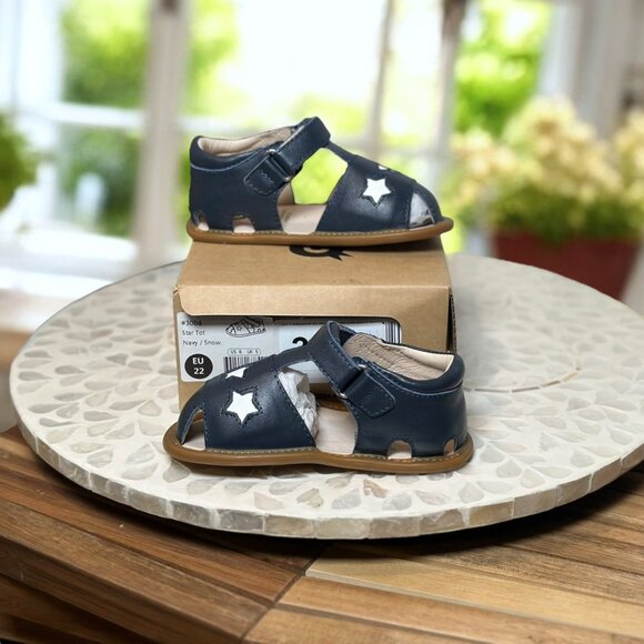 Old Soles Star Tot Navy Leather Baby Sandals EU 22 US 6 Infant Toddler Shoes NIB - Picture 11 of 15
